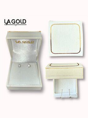 LA Gold cubic zirconia stainless steel earring studs